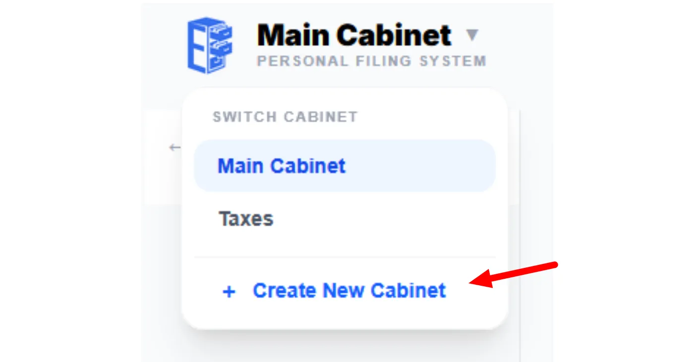 Cabinet selector menu