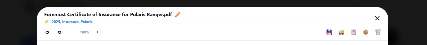 The file preview header showing the filename and existing tags displayed below it